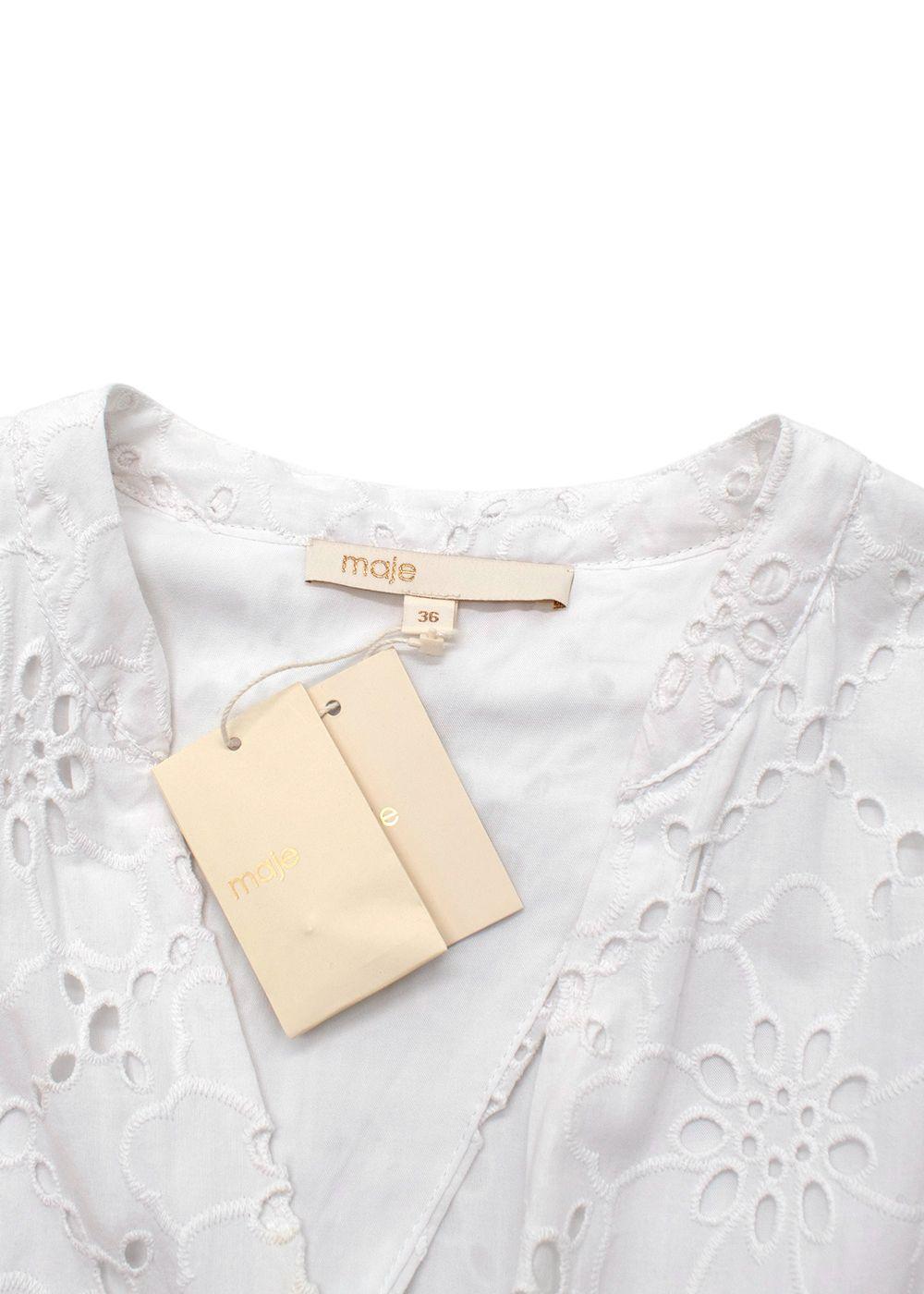 Maje White Rayanette A Line Eyelet Dress