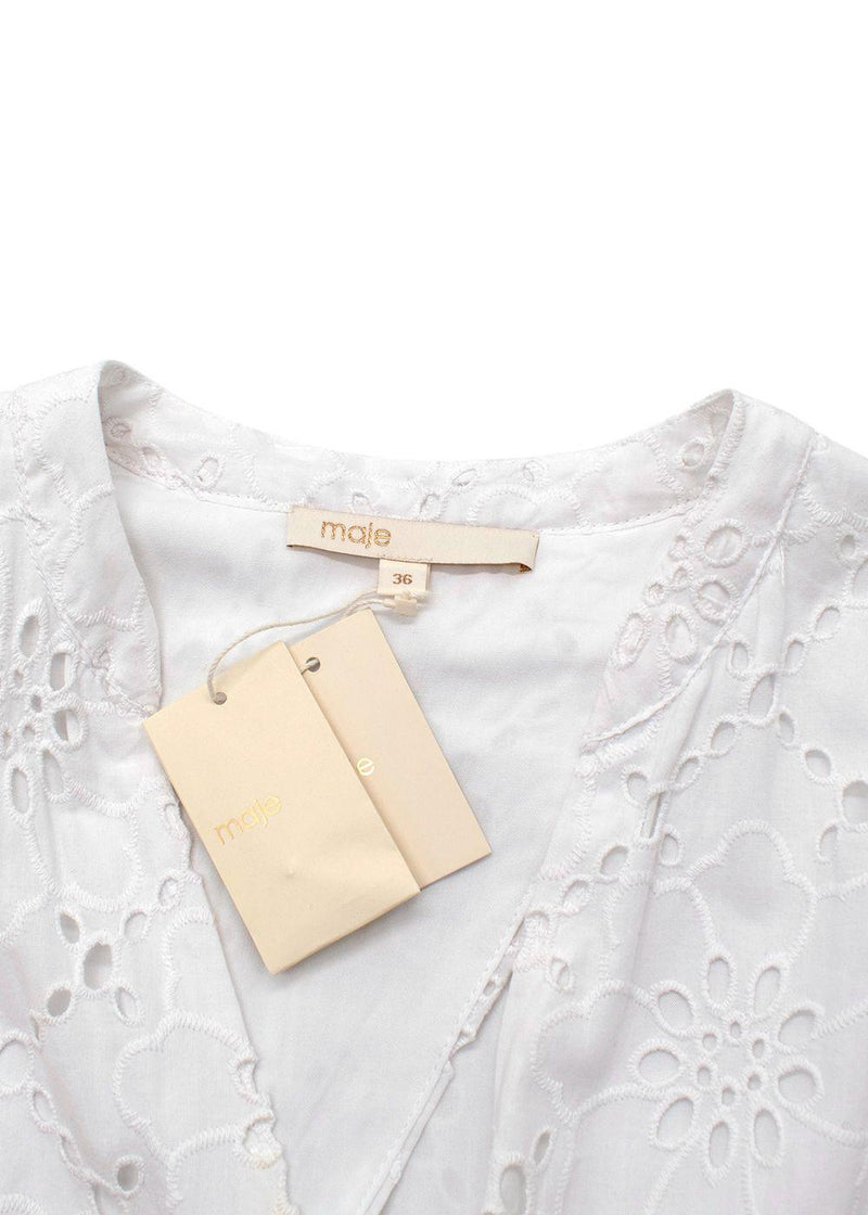 Maje White Rayanette A Line Eyelet Dress