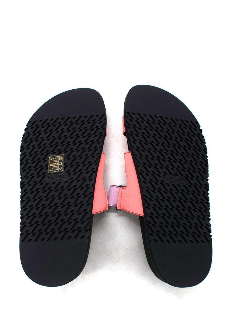 Hermes Chypre Sandals in Rose Peche and Violet Petale