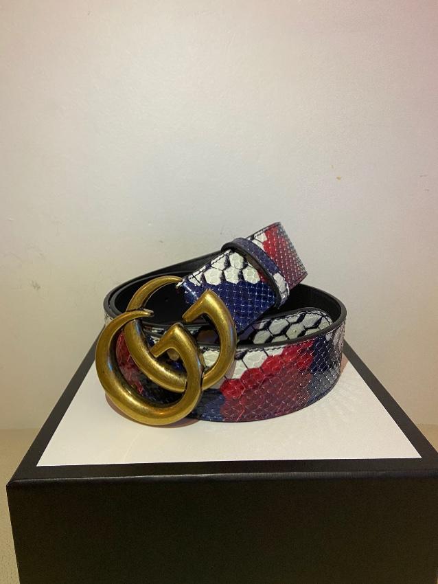 Gucci Python Belt with Double GG Buckle