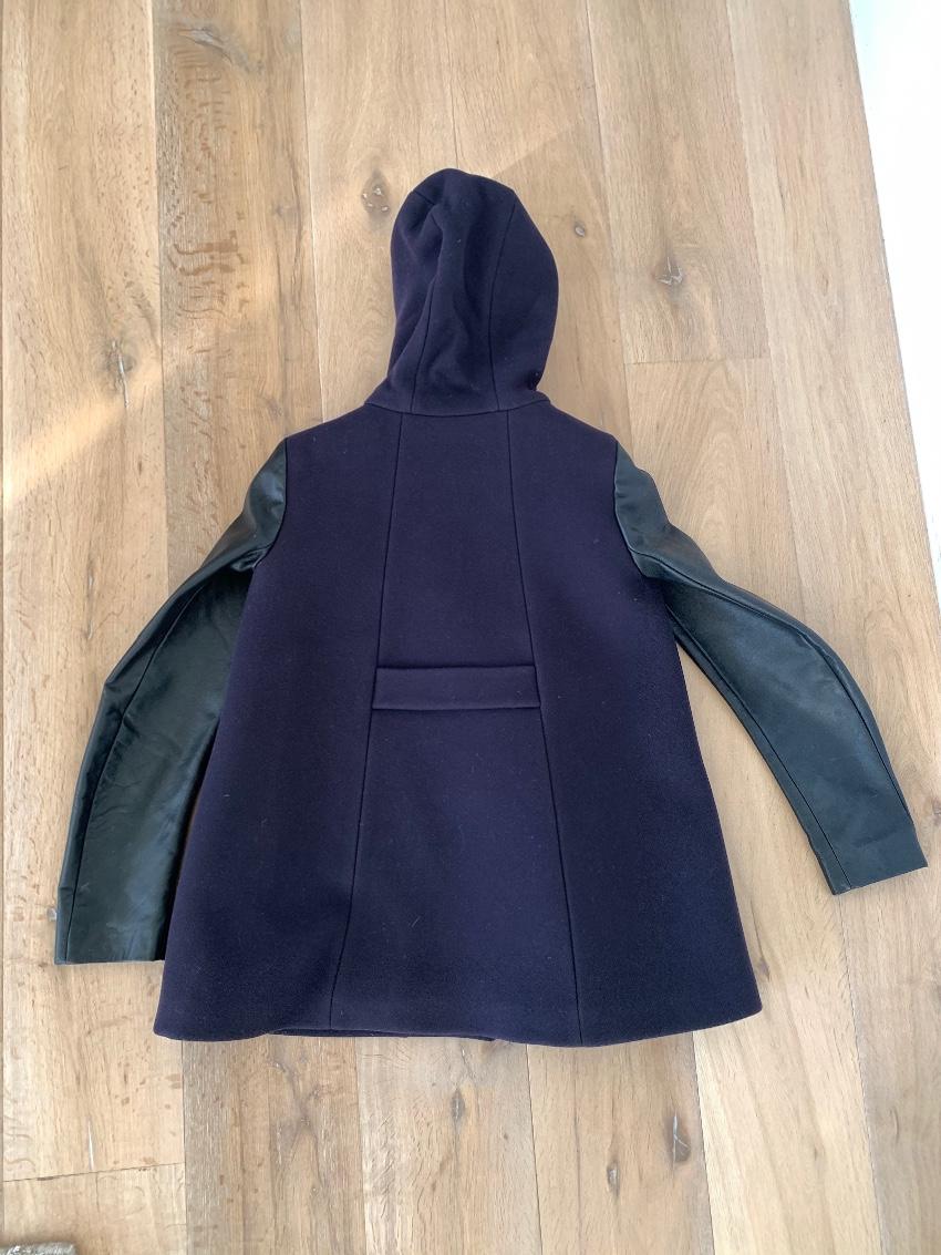 Maje Hooded Jacket W/ Leather Sleeves