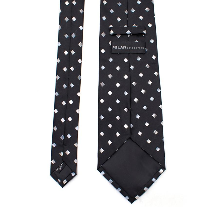 Milan Collection Black Silk Polka Dot Tie