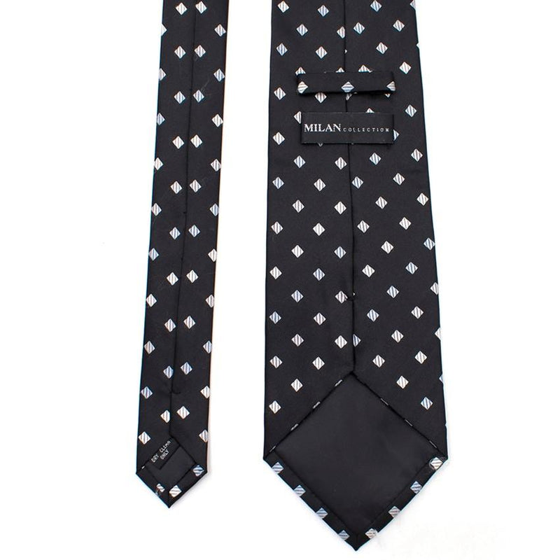 Milan Collection Black Silk Polka Dot Tie