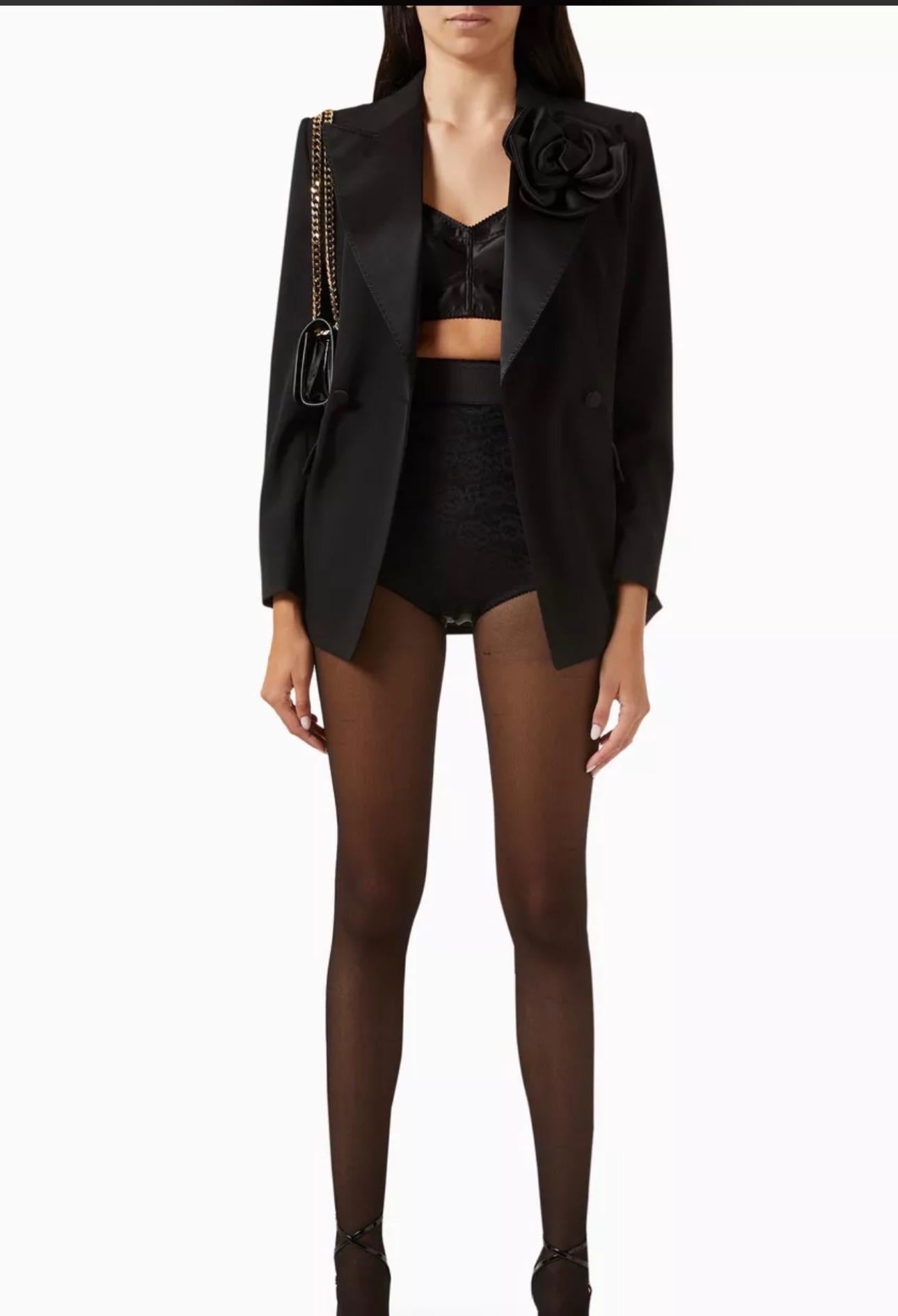 Dolce & Gabbana Black Corset Top And Hot pants Set