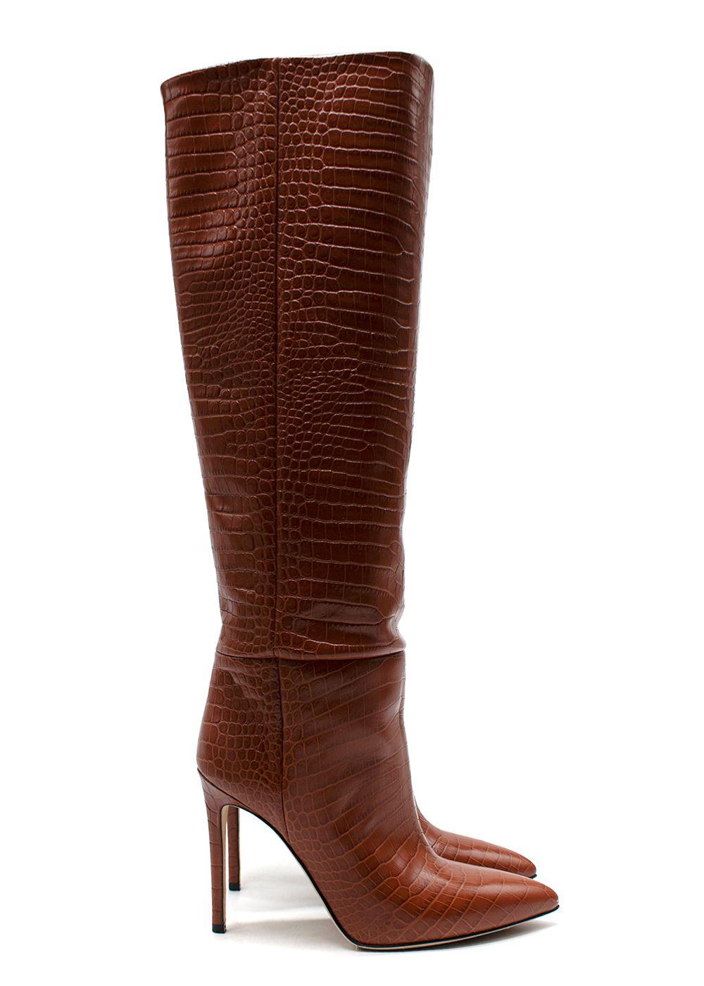 Paris Texas Stiletto 60 Crocodile-effect Leather Knee-high Boots