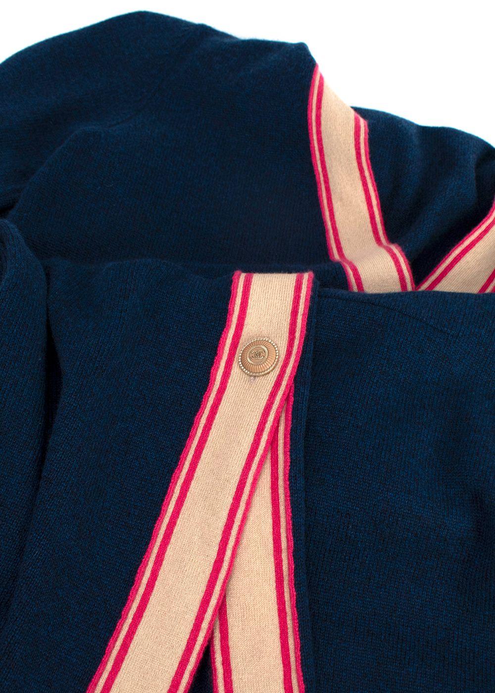 Chanel Longline Navy & Pink Cashmere Cardigan