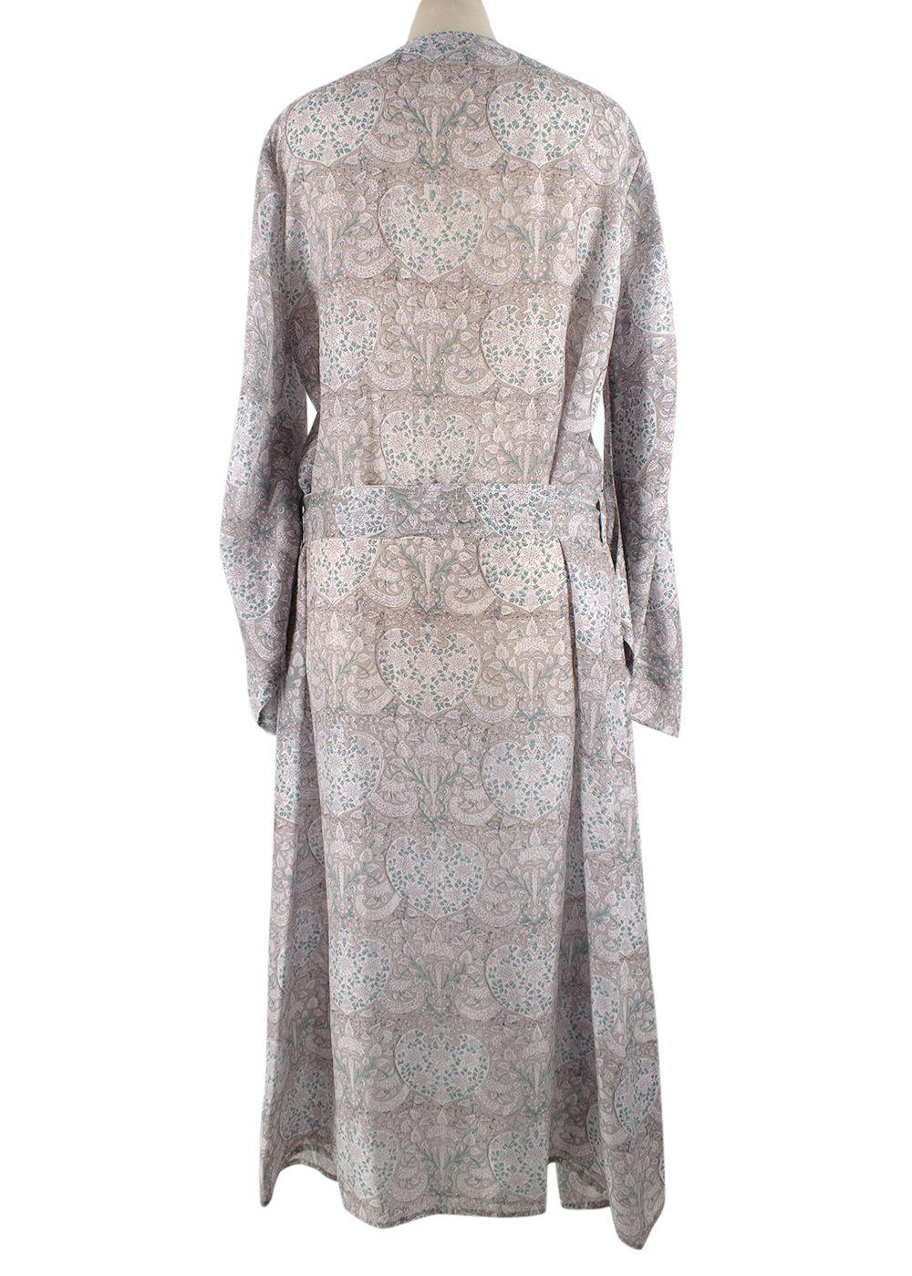 Hannah Grey Floral Belted Silk Dress