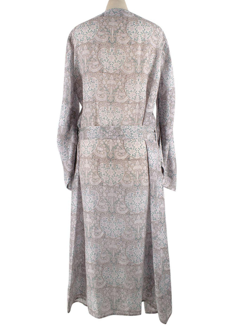 Hannah Grey Floral Belted Silk Dress