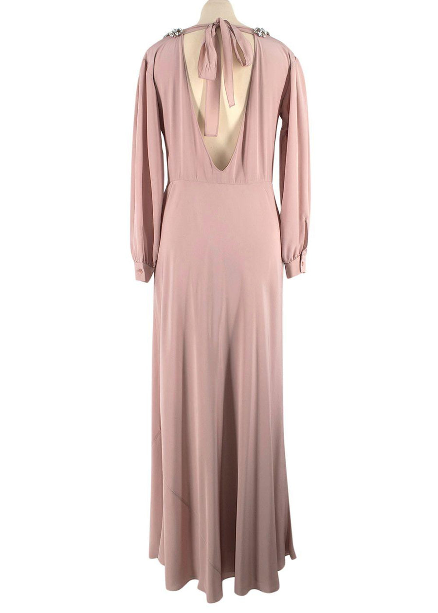 Miu Miu Blush Pink Crystal Embellished Silk Gown