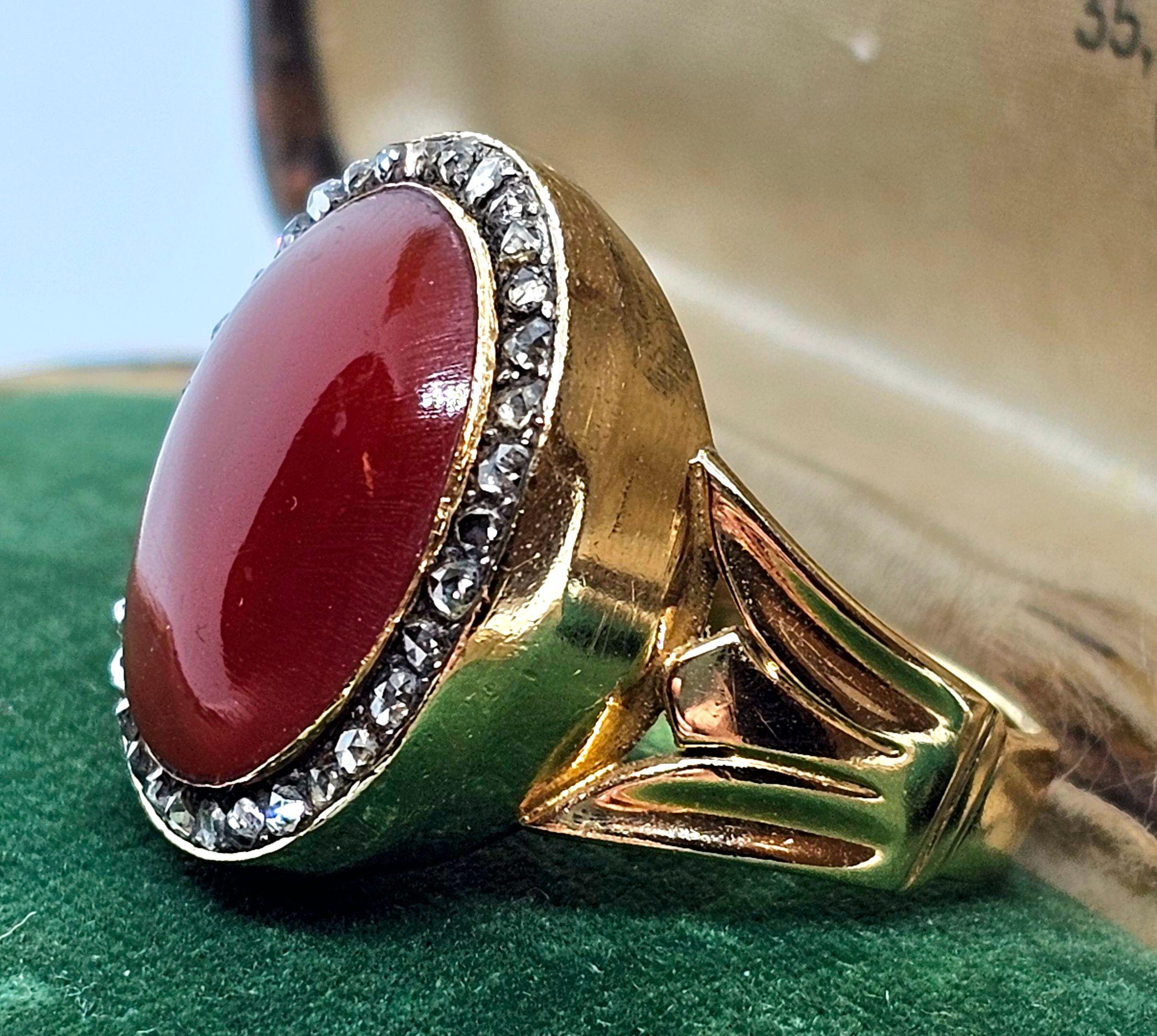 Antique 1820 Rose Cut Diamond and Carnelian Ring