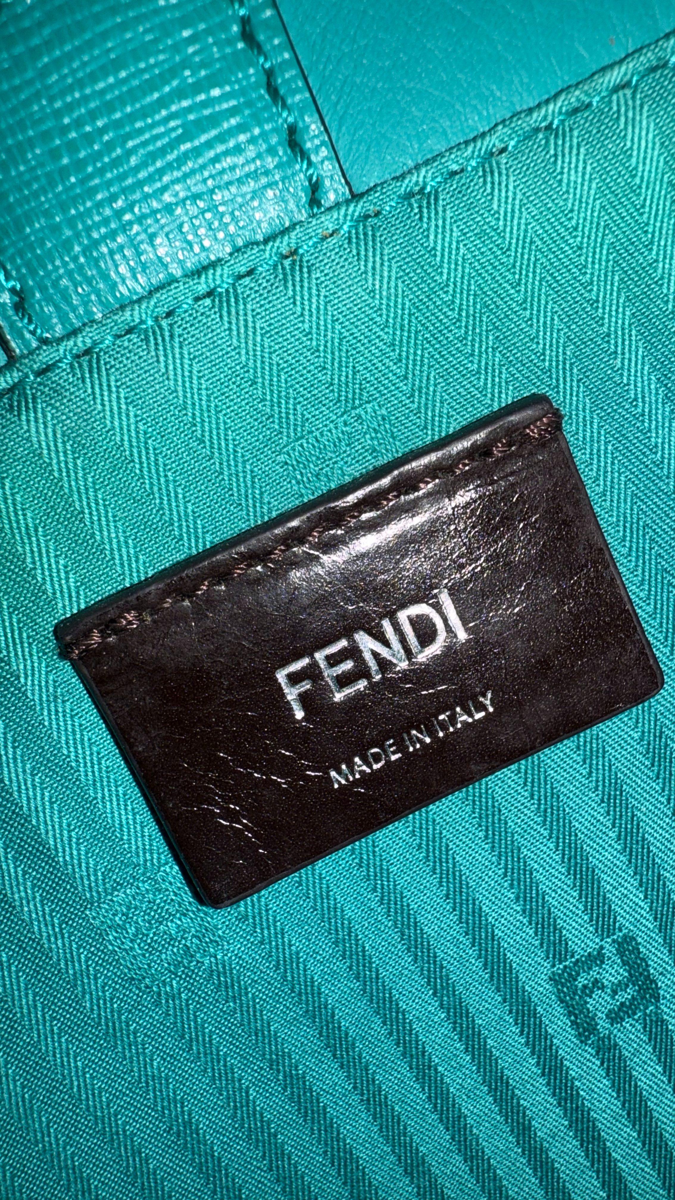 Fendi 2Jours Teal Leather Tote