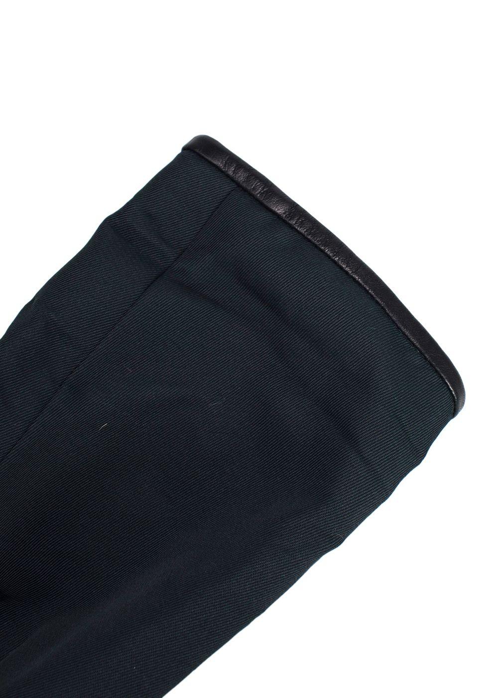 Celine Navy and Black Leather Trim Longline Jacket