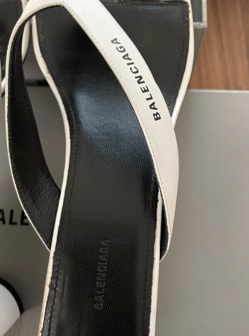 Balenciaga White Square Toe Thong Sandals