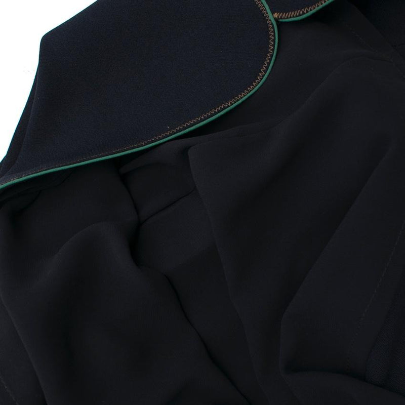 O'2nd Navy Crepe Mini Skirt with Green Trim
