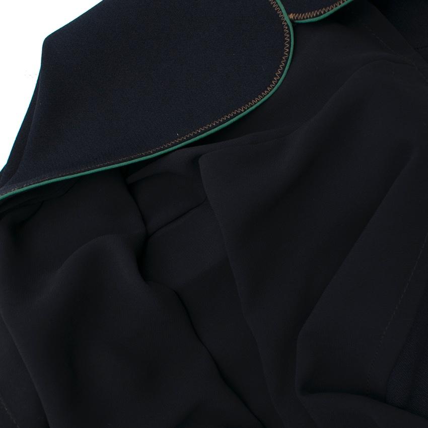 O'2nd Navy Crepe Mini Skirt with Green Trim