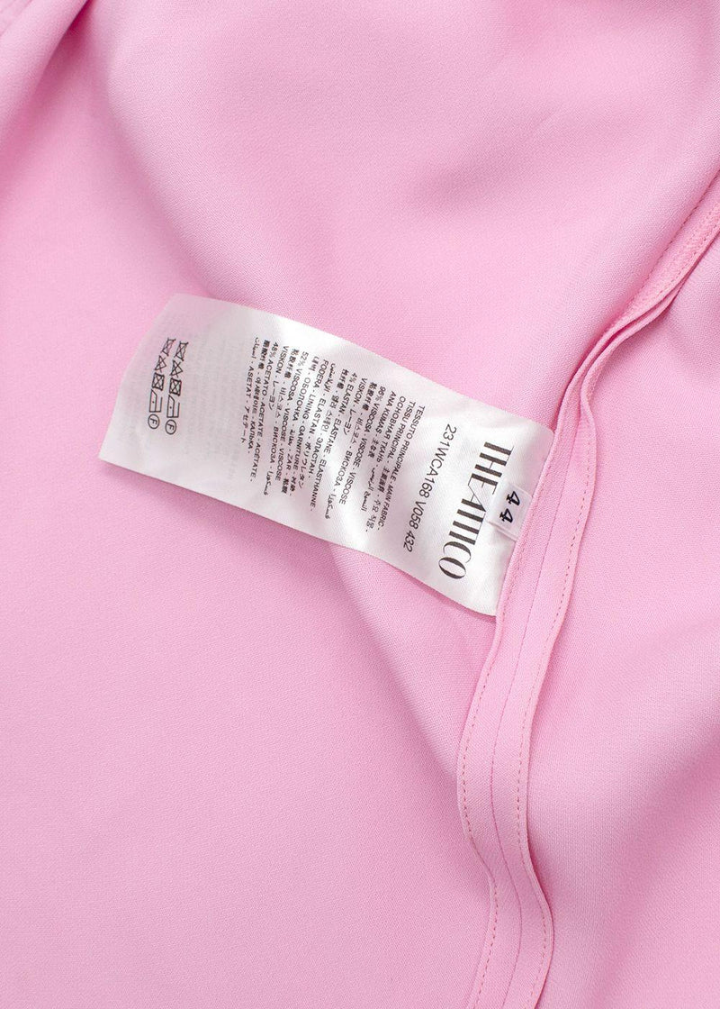 The Attico “Becky” Cutout Woven Mini Dress in Bubblegum Pink