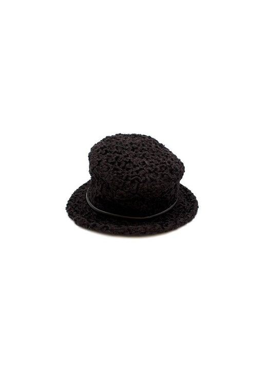 Curly Shearling Leather Trimmed Hat