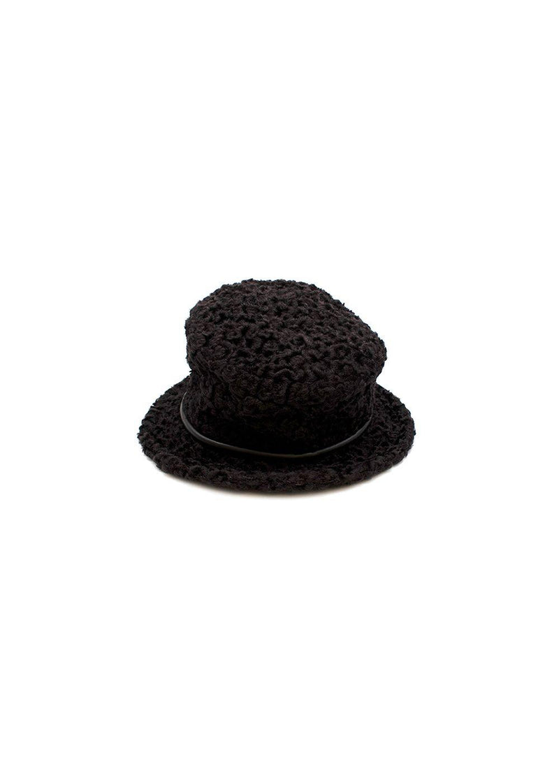 Curly Shearling Leather Trimmed Hat