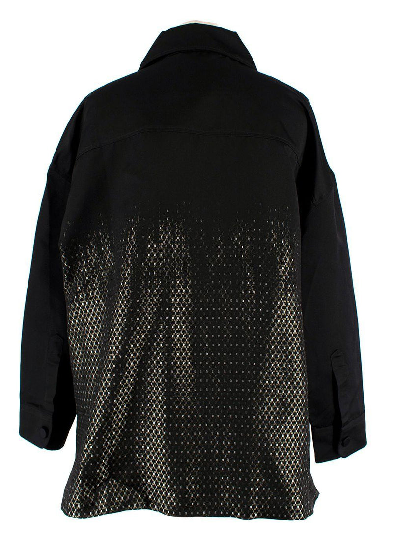 Fendi Black Silk Printed Button-down Shirt