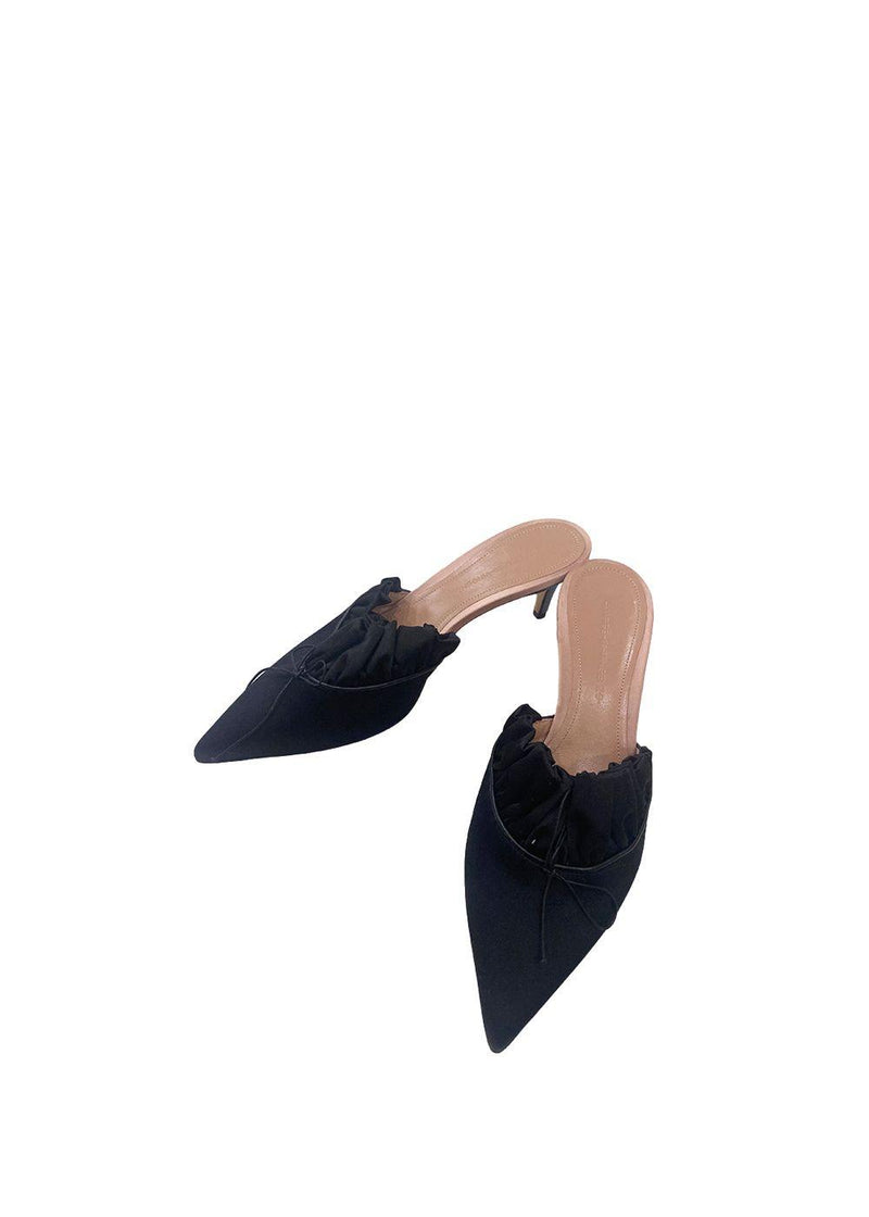 Ruched Satin Mules