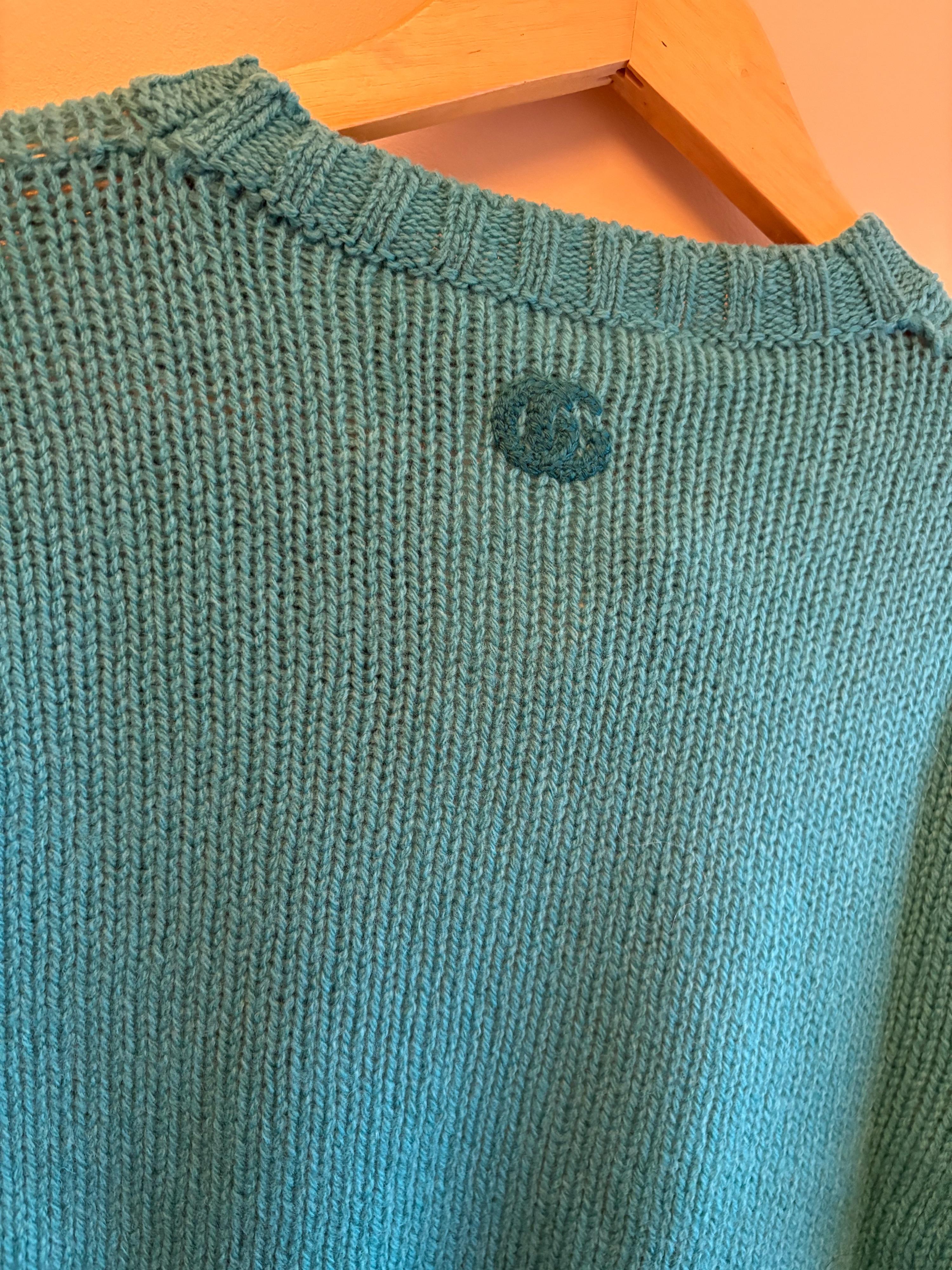 Gucci Green Feather Cuff Sweater
