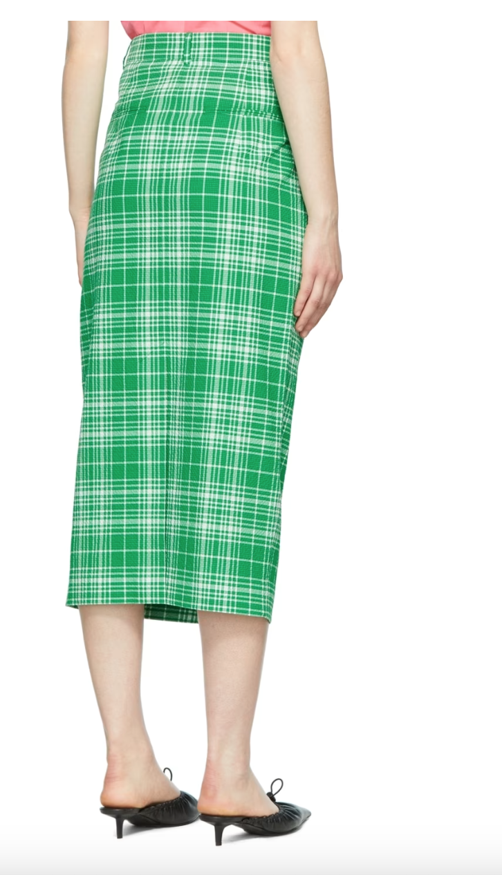 Sportmax Green Check Midi Skirt