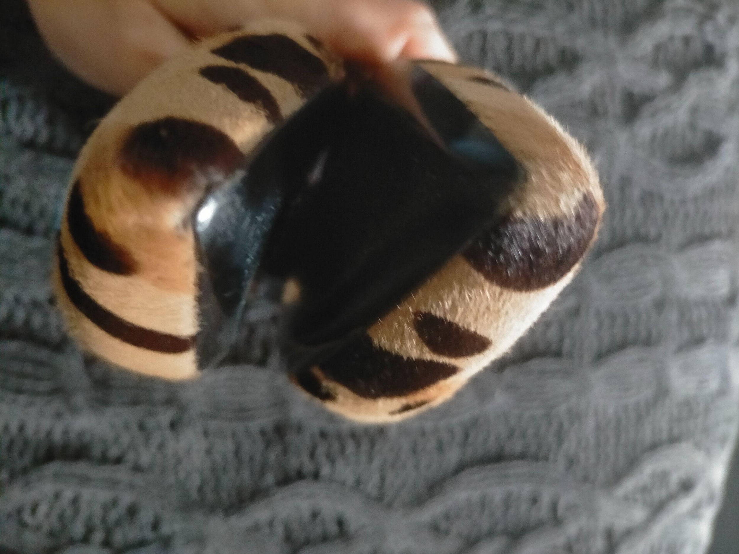 Eyelet-embellished Leopard-print Calf Hair Slippers