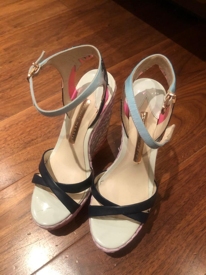 Sophia Webster Lucita Malibu leather wedge sandals