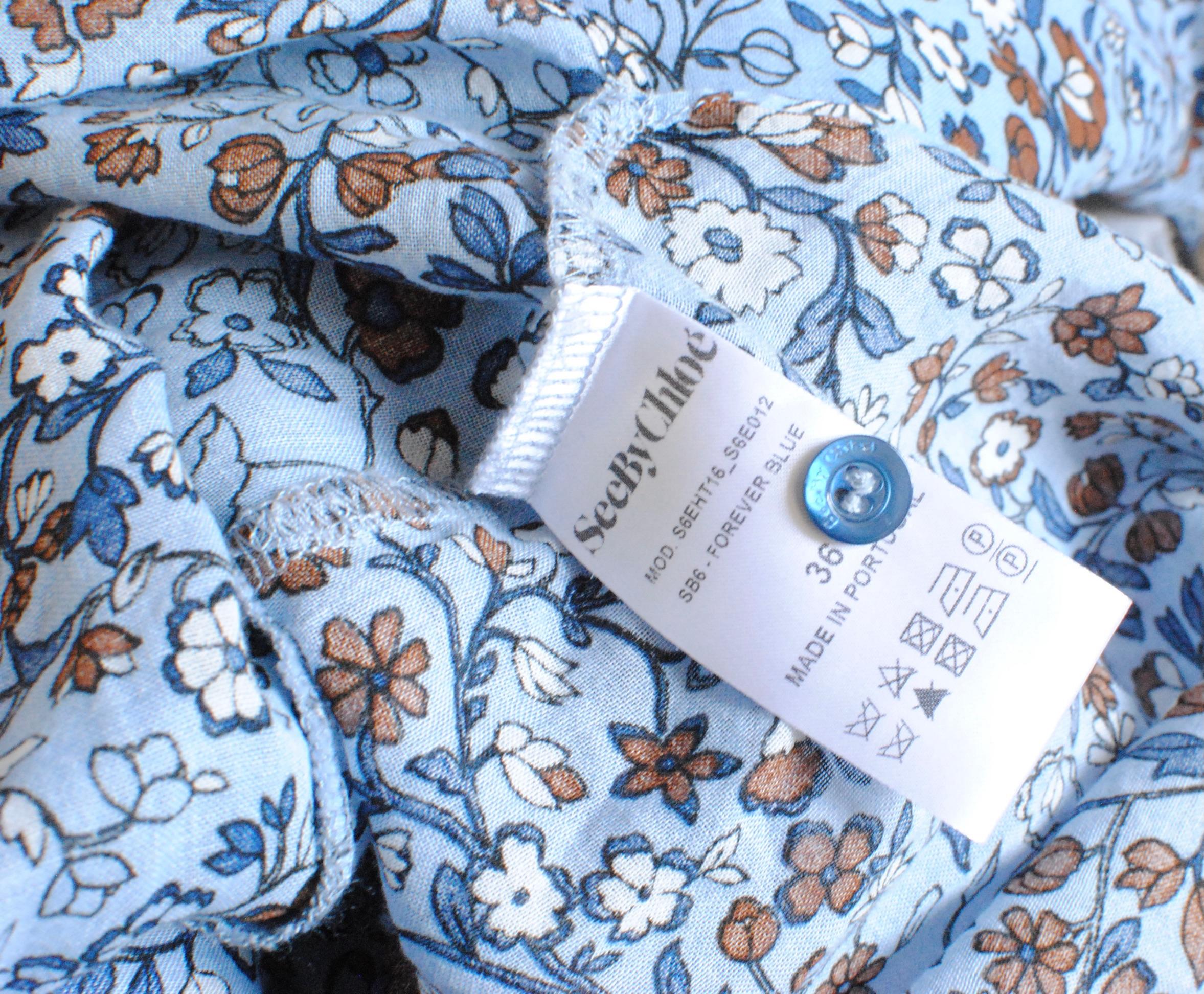 Chloe Blue Printed Cotton Top