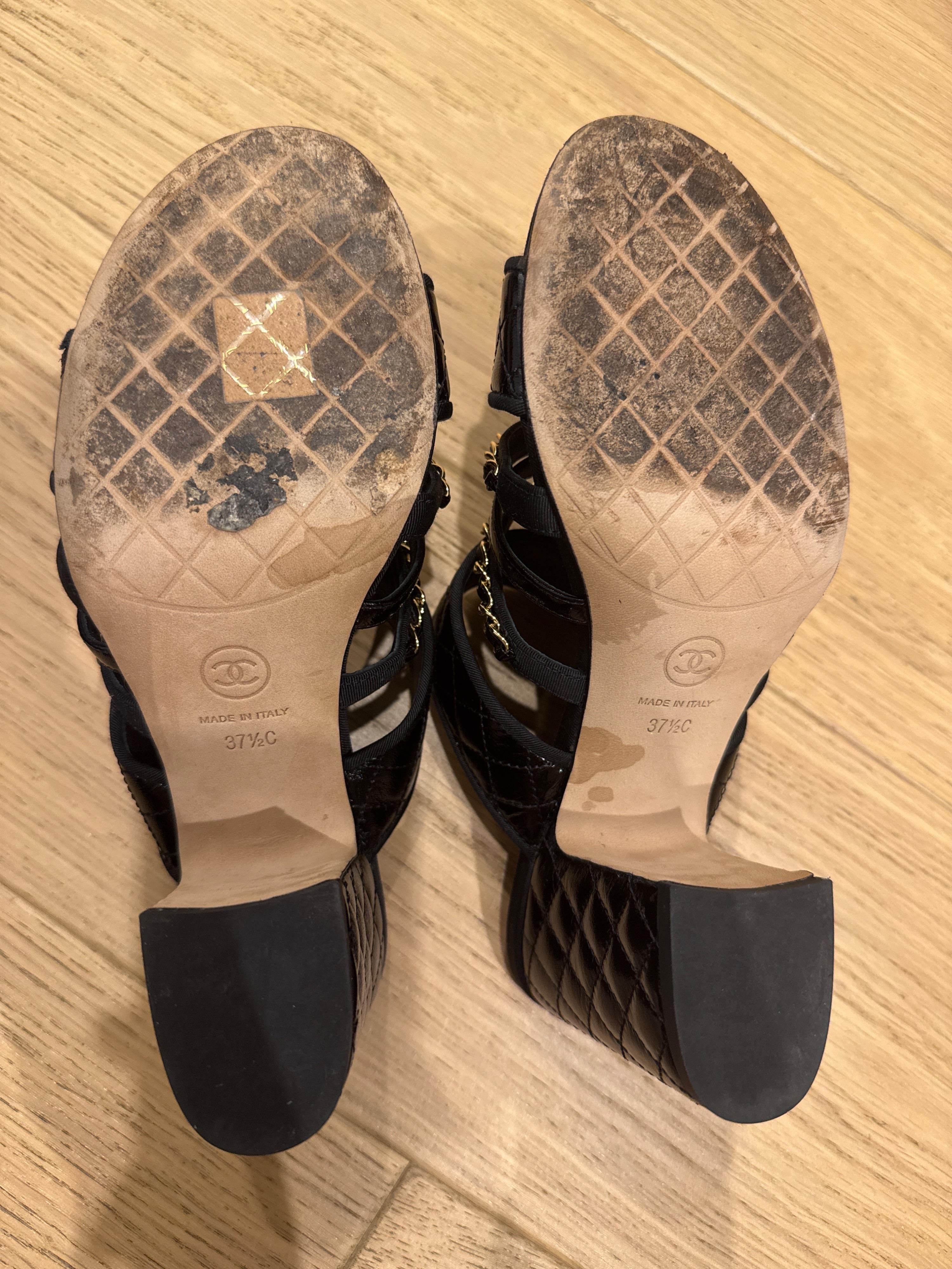 Chanel Chain Embellished Strap Sandals