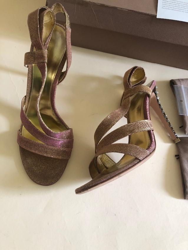 Gianvito Rossi Metallic Rose Gold Crystal Embellished Sandals