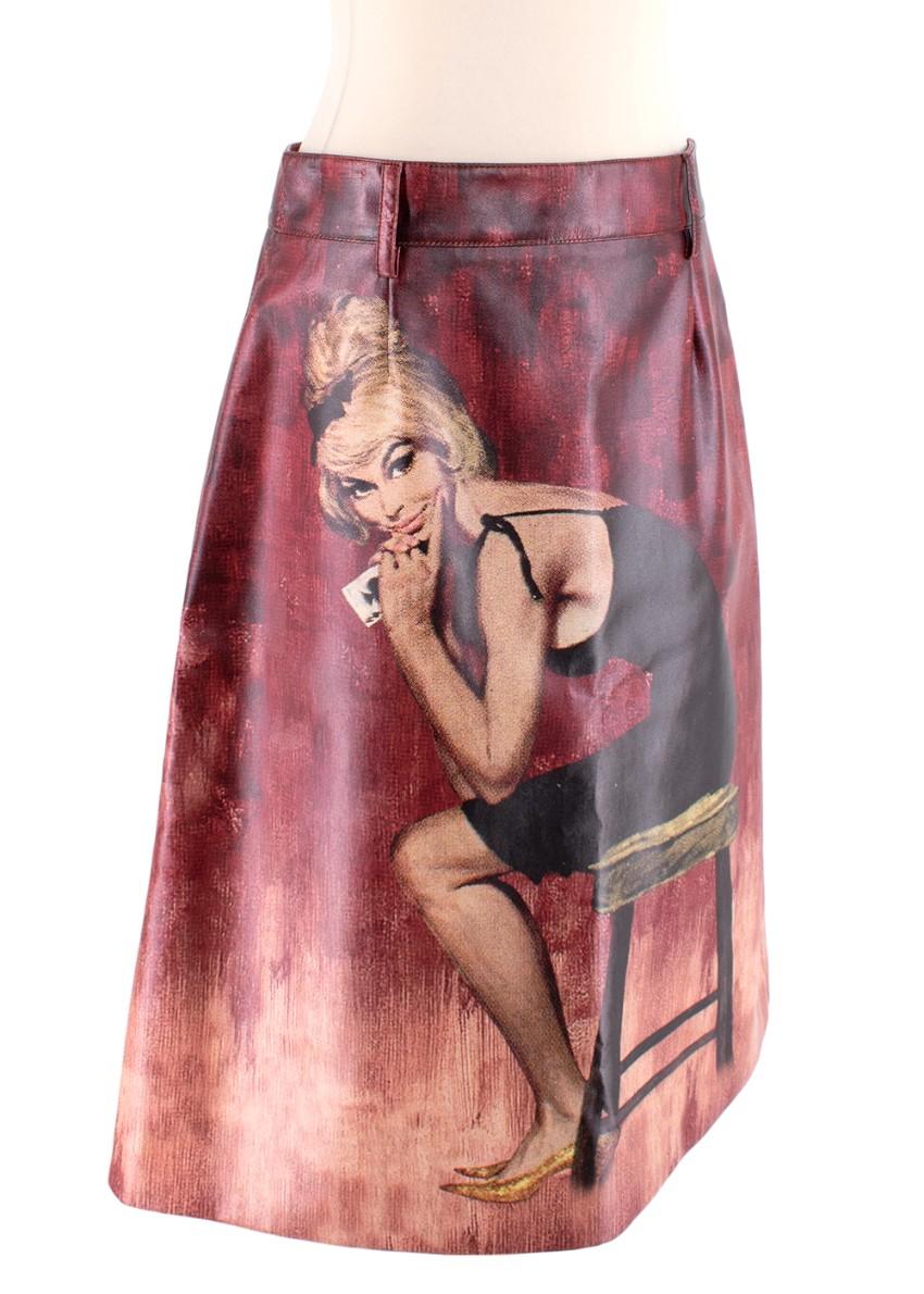 Prada Poster Girl-print Coated-cotton Midi Skirt