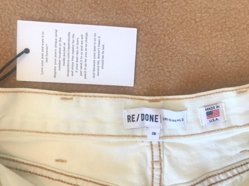Re/Done light wash double needle western shorts