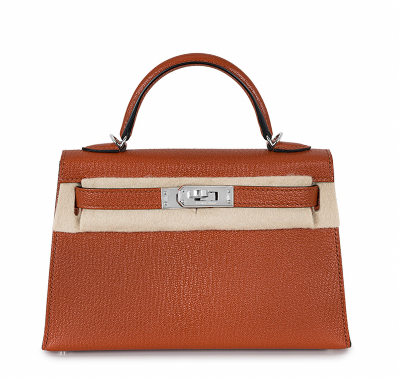 Hermès Cuivre Chèvre Mysore Leather Mini Kelly with Palladium Hardware