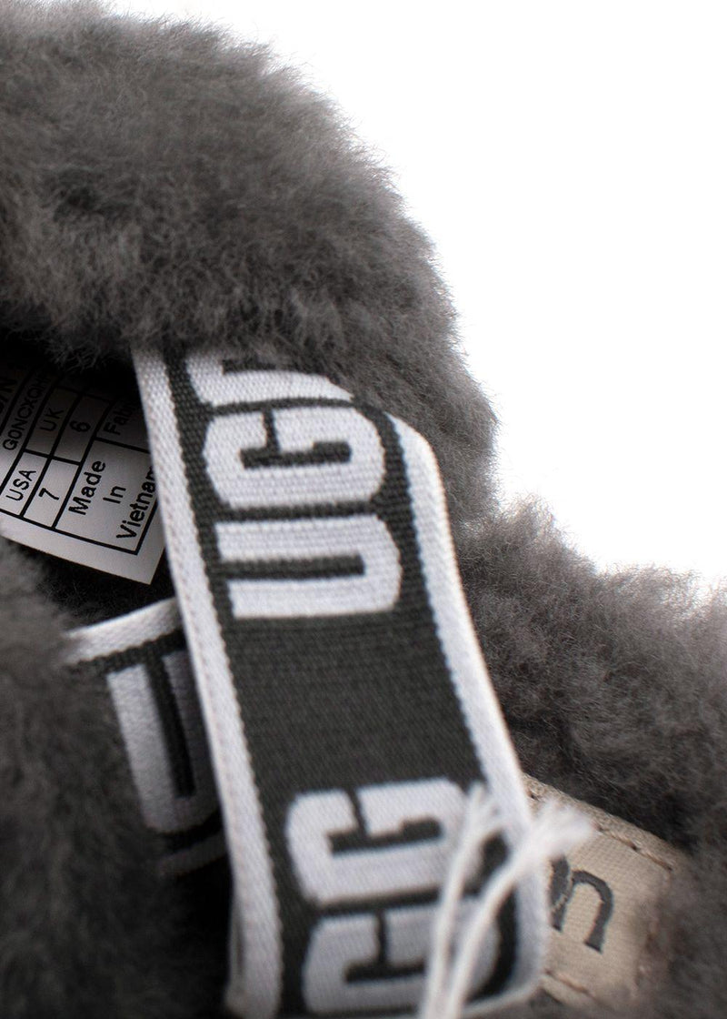 UGG Grey Kids fluffy Slides