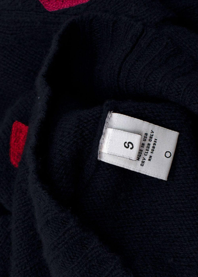 Navy Embroidered Cashmere Knit Jumper