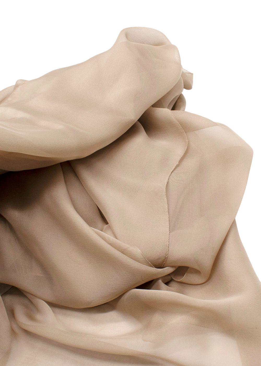 Alberta Ferretti Camel Silk Chiffon Draped Midi Dress