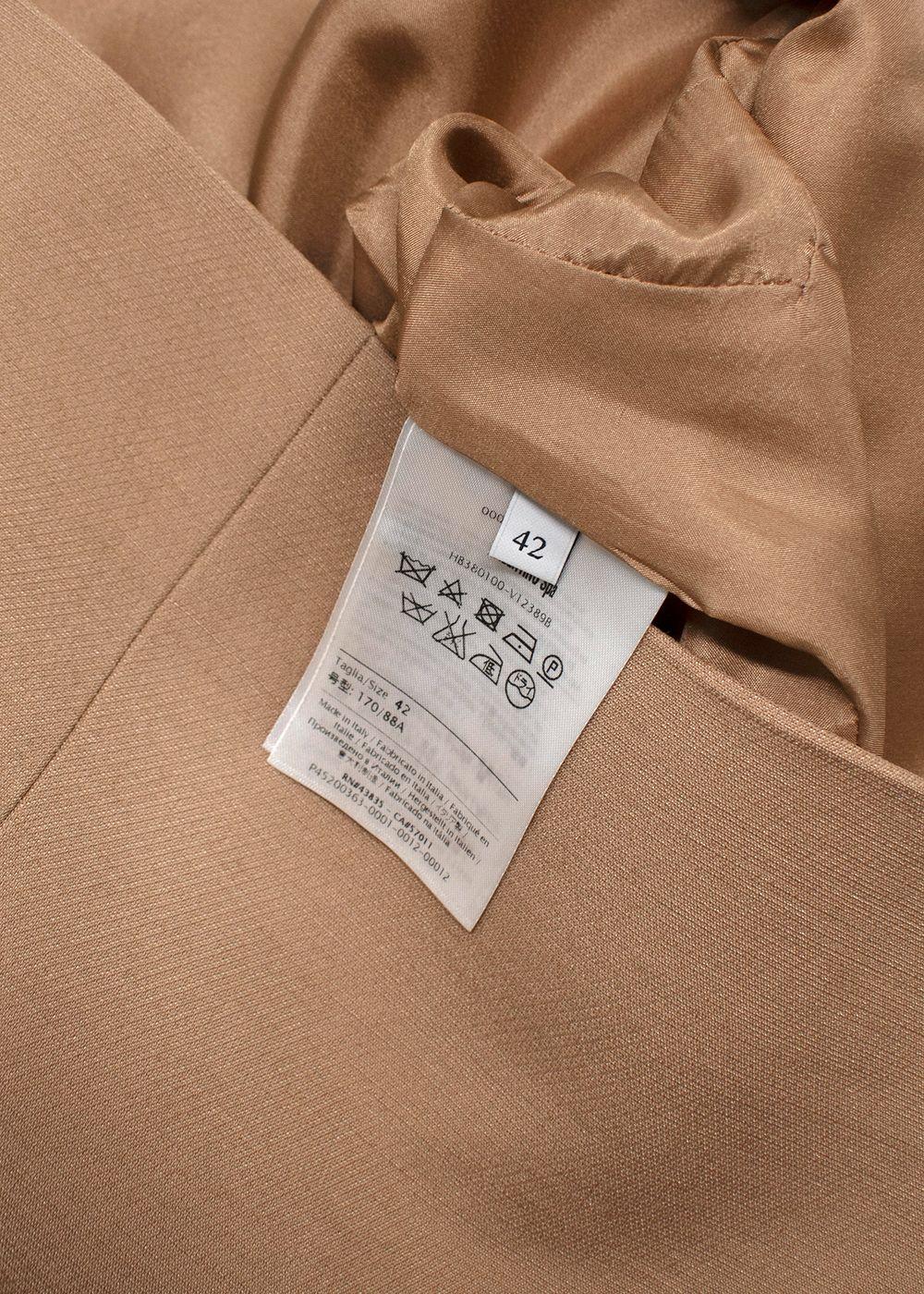 Valentino Wool Mock Neck Long Sleeve Camel Brown Top and Trouser Set