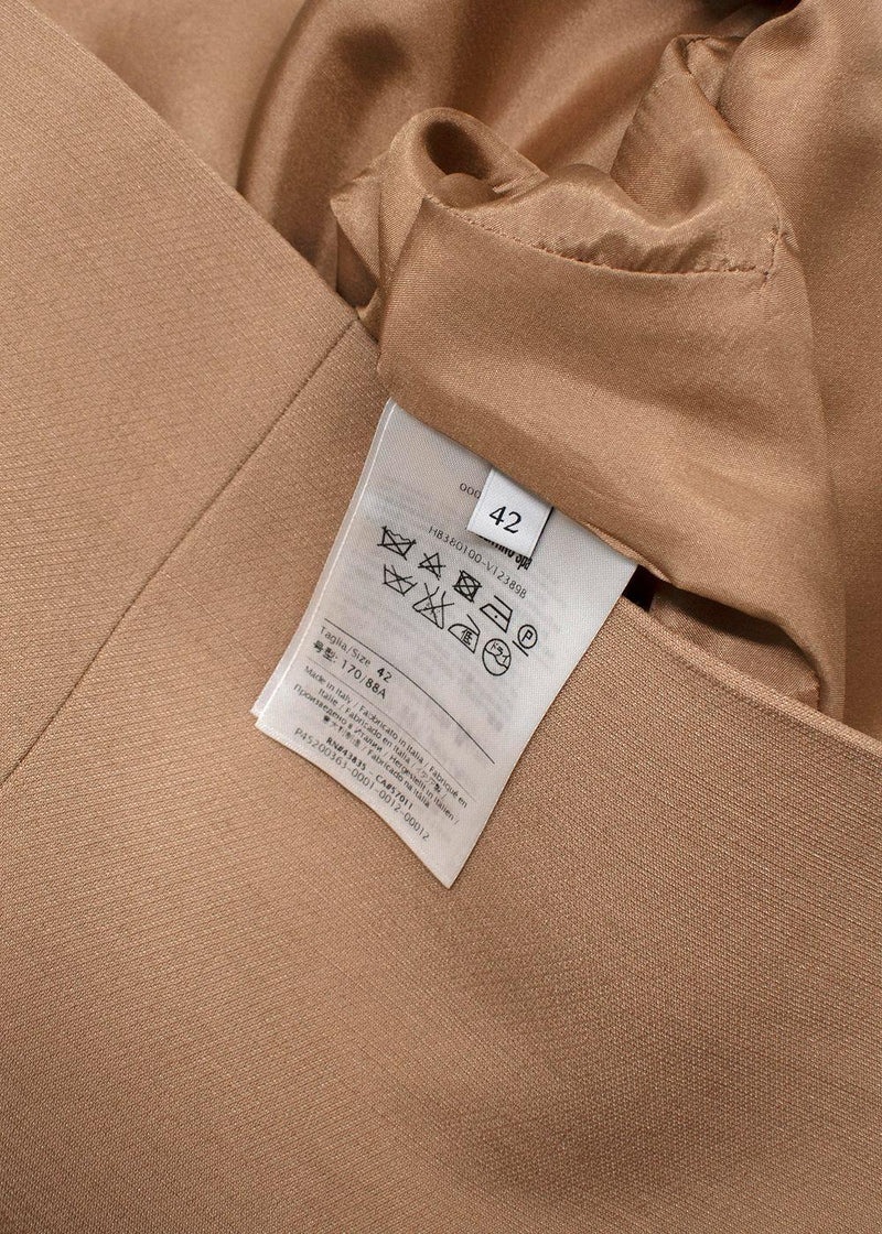 Valentino Wool Mock Neck Long Sleeve Camel Brown Top and Trouser Set