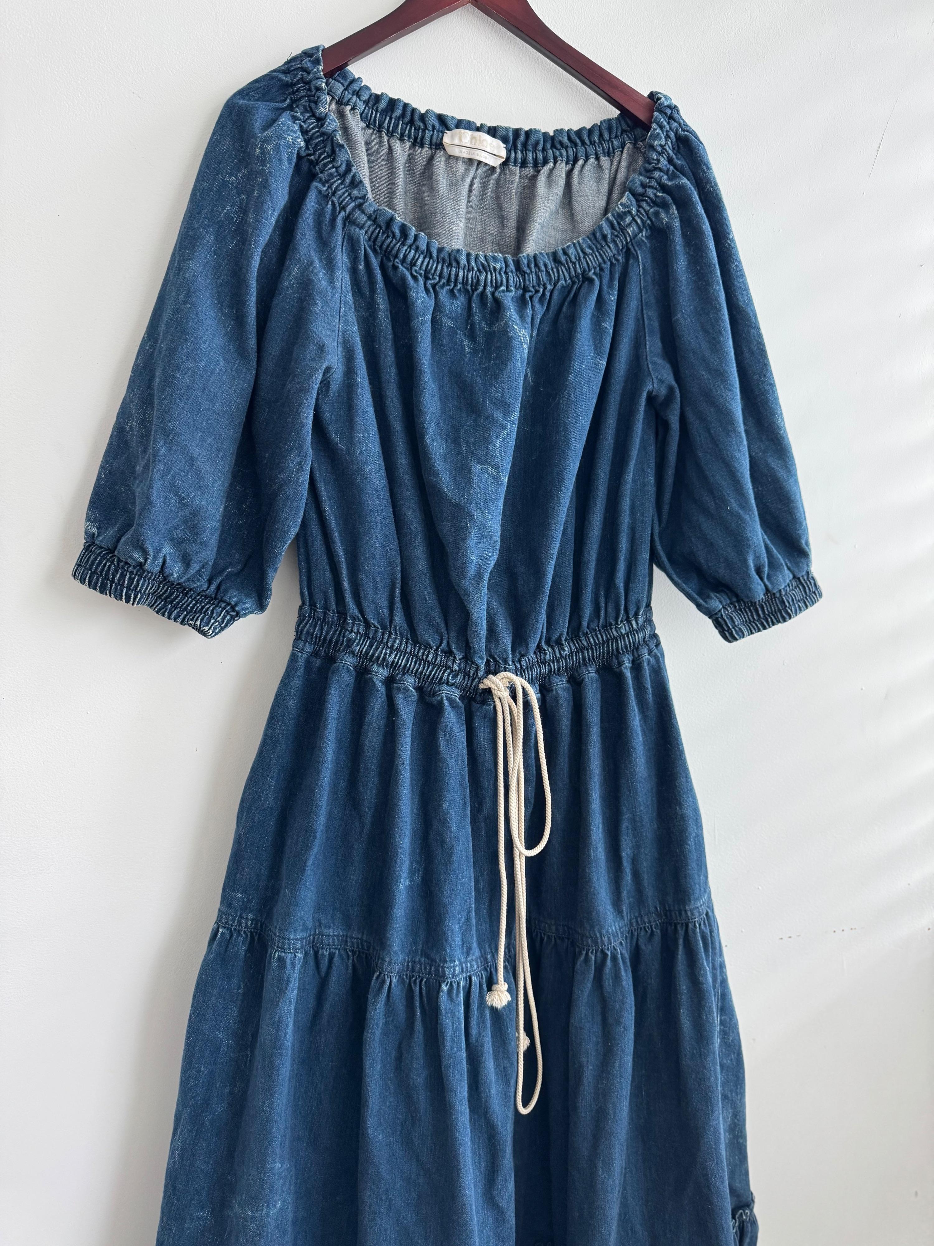 Off The Shoulder Denim Maxi Dress