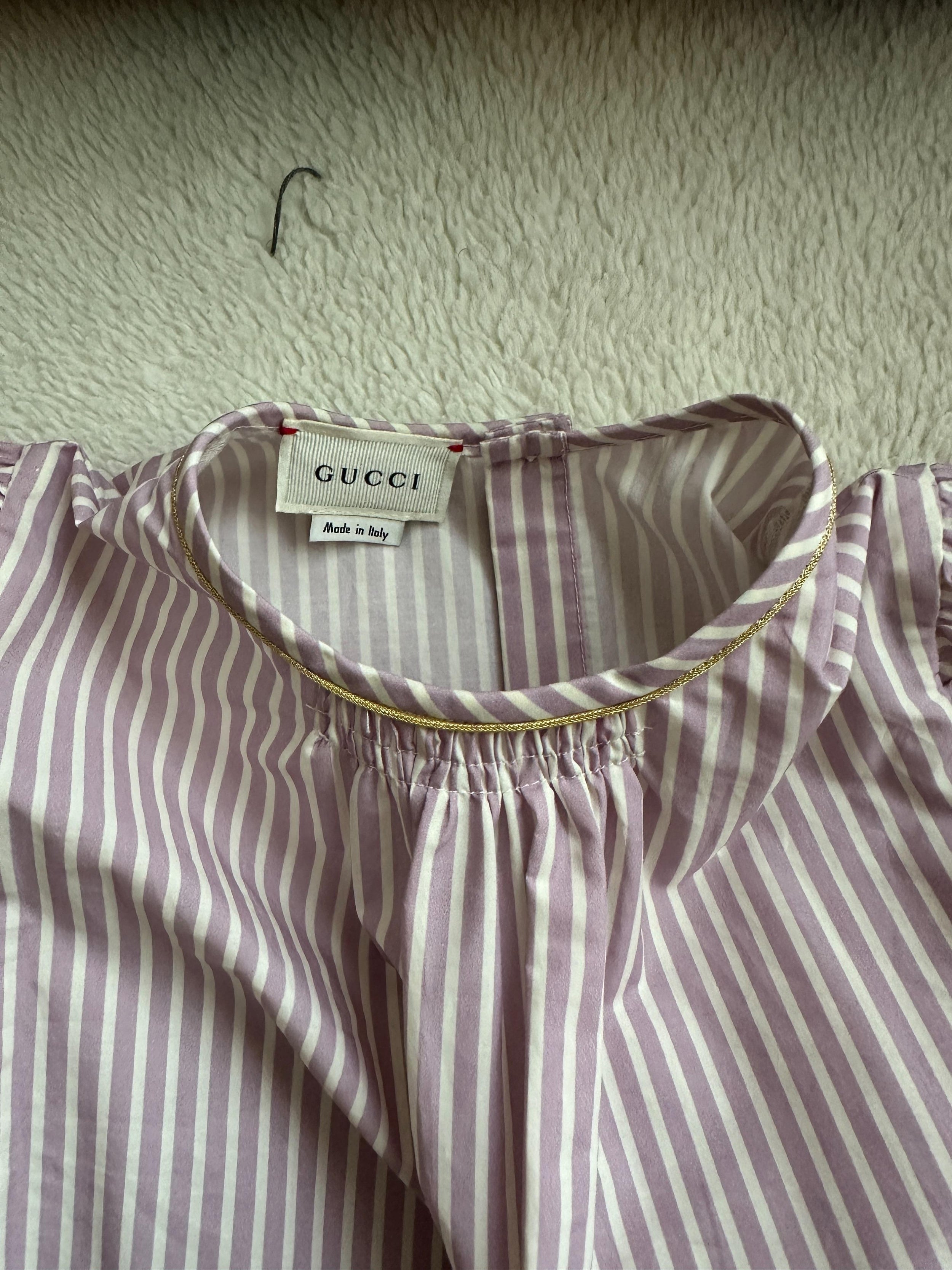 Gucci Red Striped Dress with Tree Print