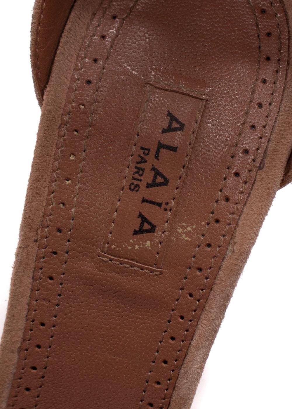 Alaia Beige Suede Platform Sandals