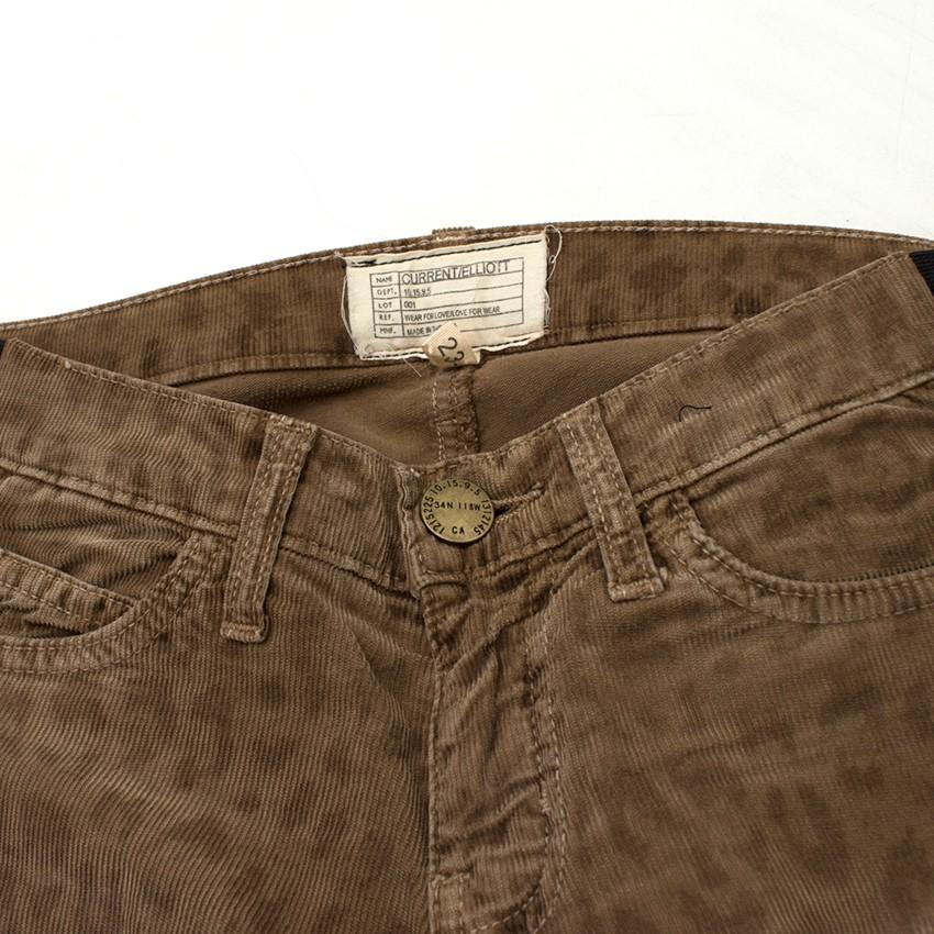 Current Elliott Brown Corduroy Leopard Print Jeans