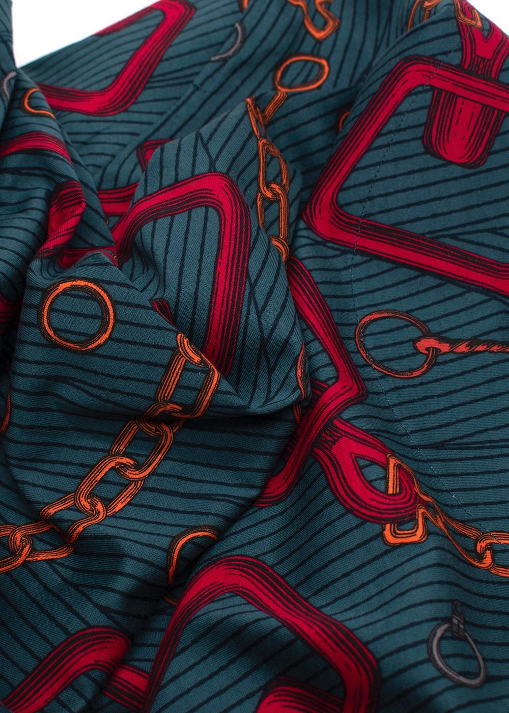 Hermes Teal Chain Print T-Shirt