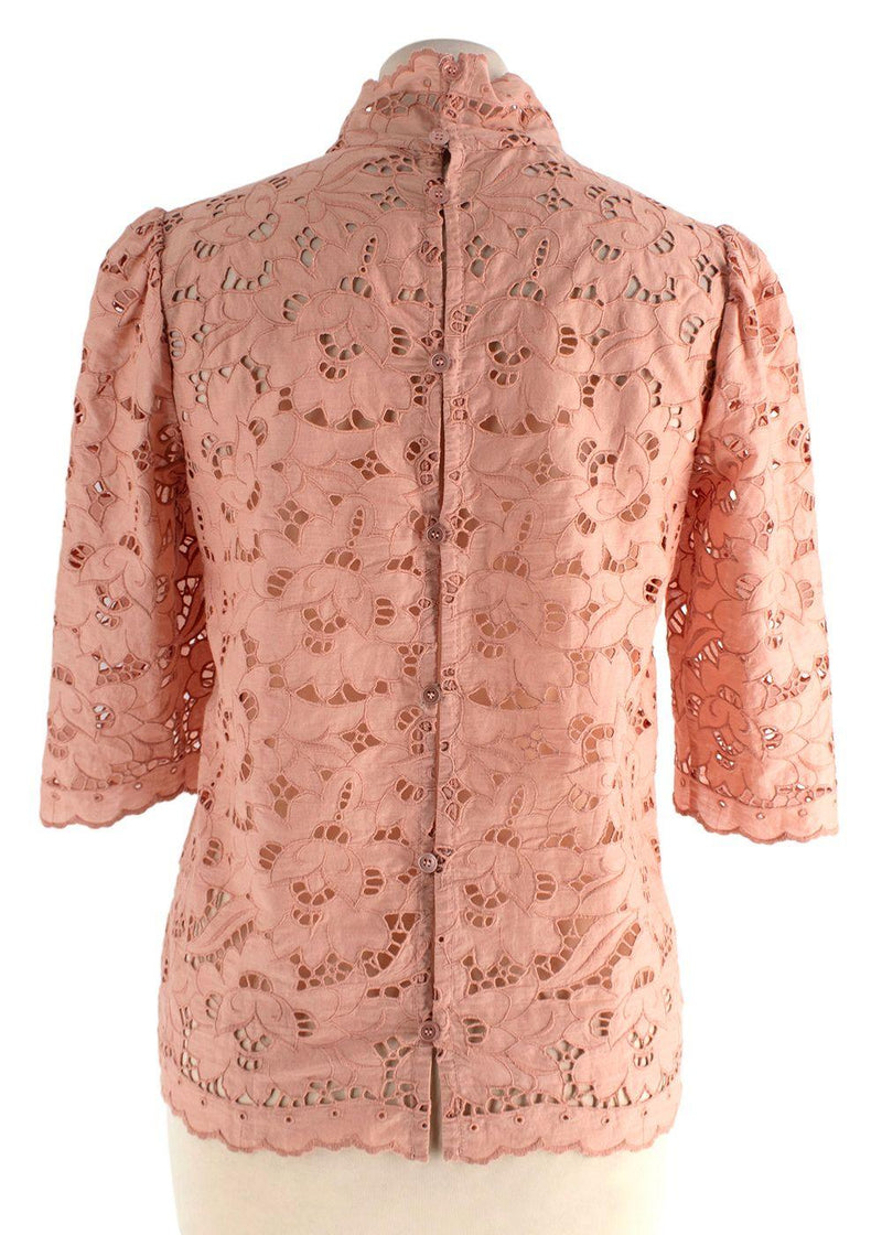 Stella McCartney Salmon Pink Broidere Anglais Blouse