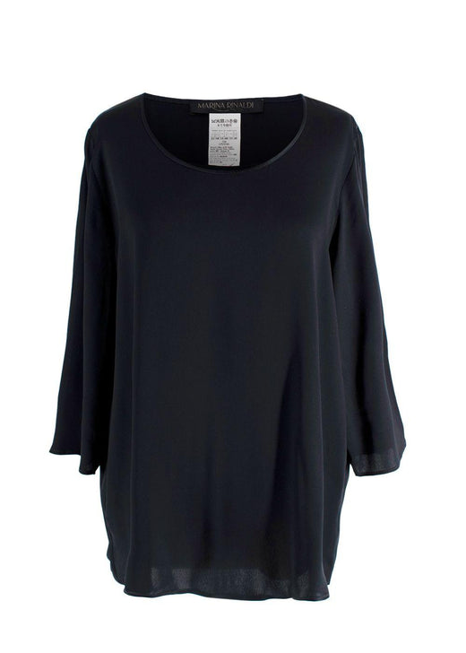 Marina Rinaldi Navy Silk- Blend Blouse