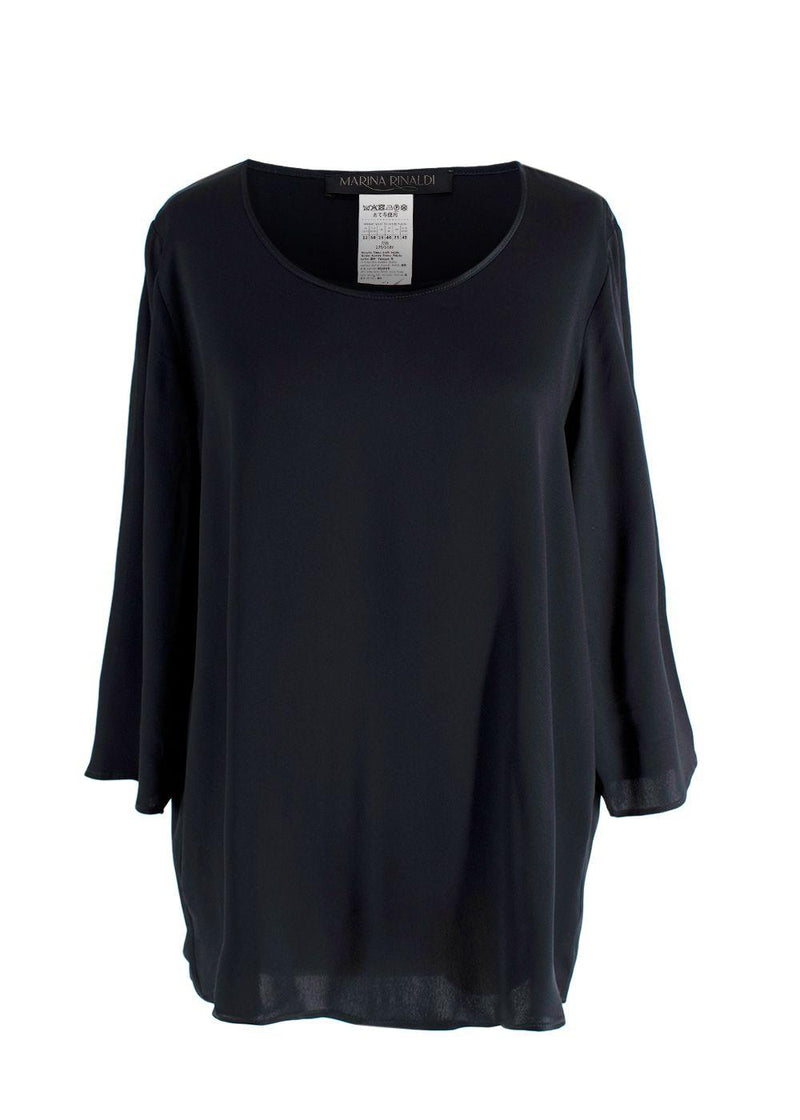 Marina Rinaldi Navy Silk- Blend Blouse