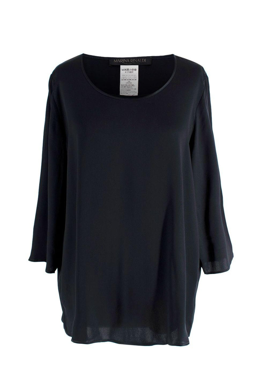 Marina Rinaldi Navy Silk- Blend Blouse