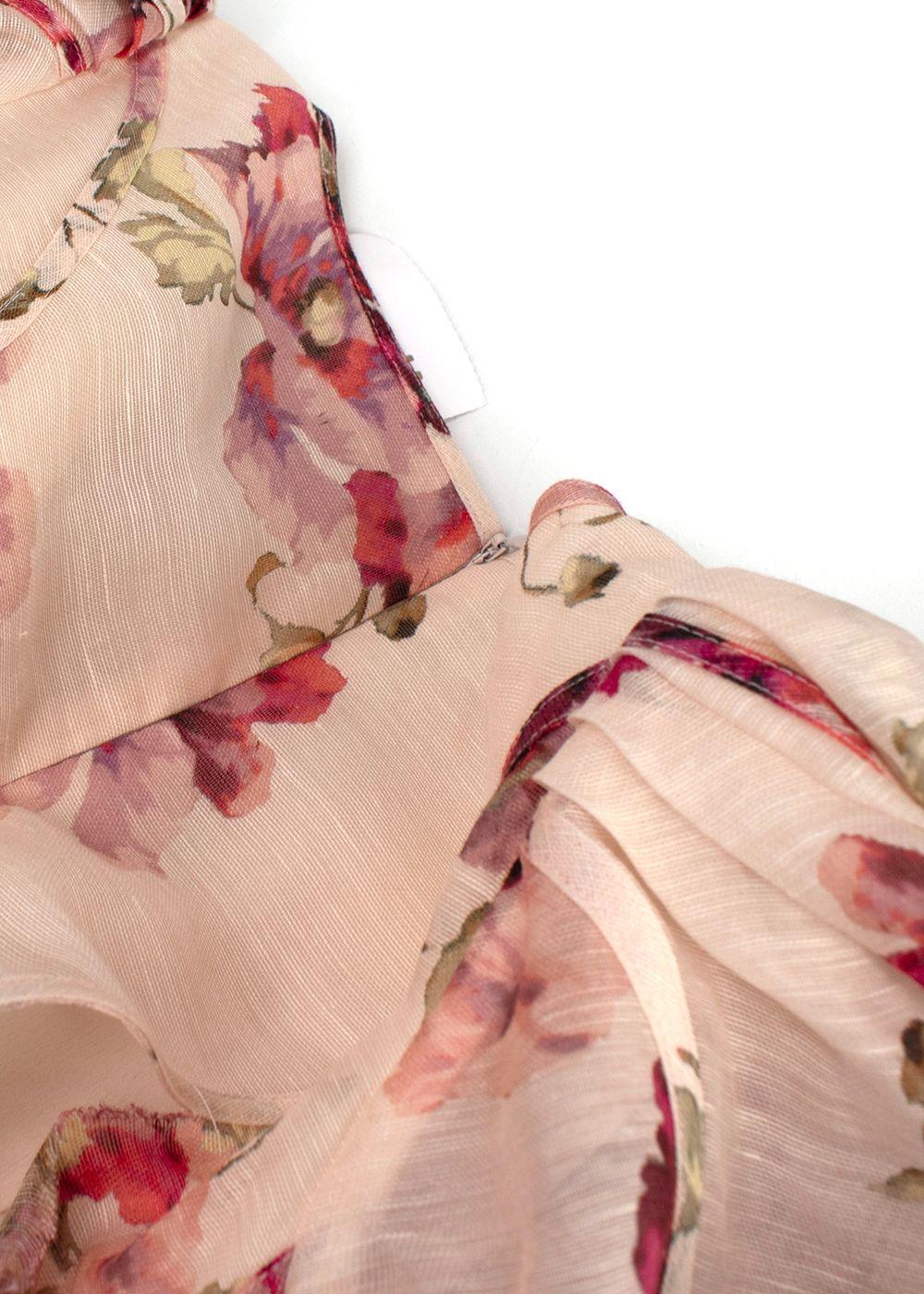 Zimmermann Pink Floral Belted High Tide Mini Dress
