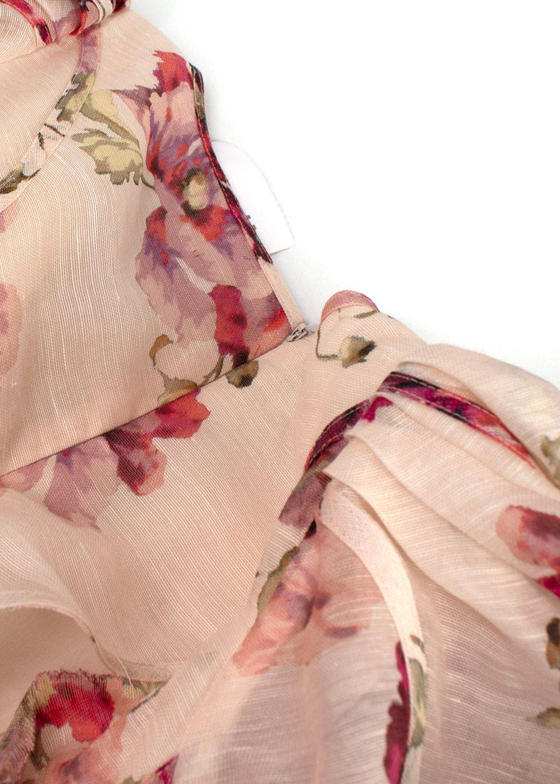 Zimmermann Pink Floral Belted High Tide Mini Dress